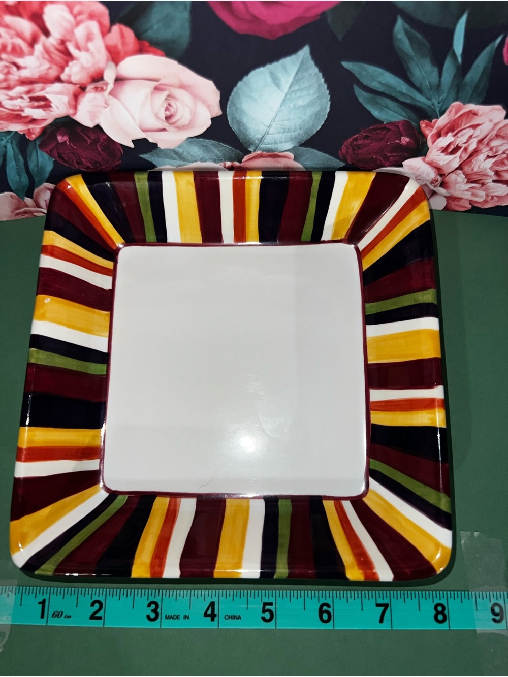 Retired Pampered Chef Simple Additions "Stripes" Square Serving Plate #2017